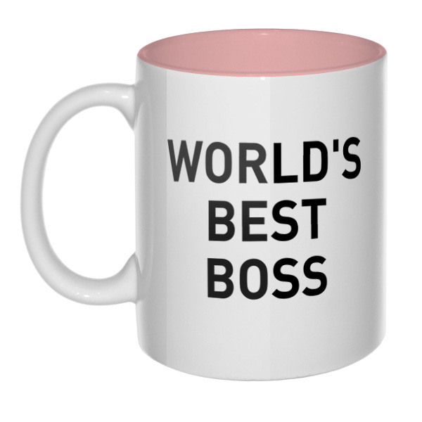 Лучший босс в мире, кружка цветная внутри , цвет розовый
