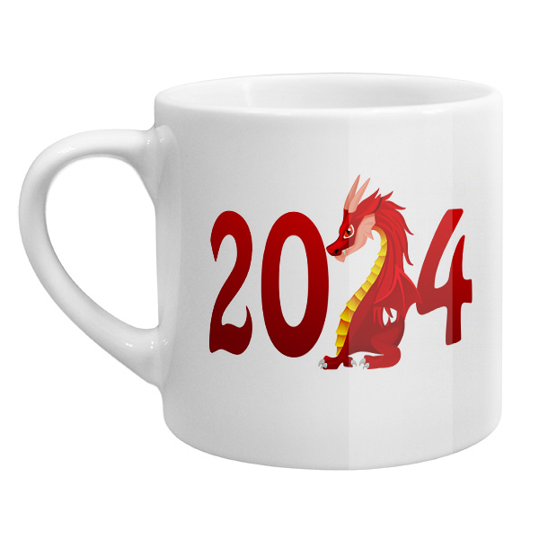 Кофейная чашка Новогодний дракон 2024, цвет белый