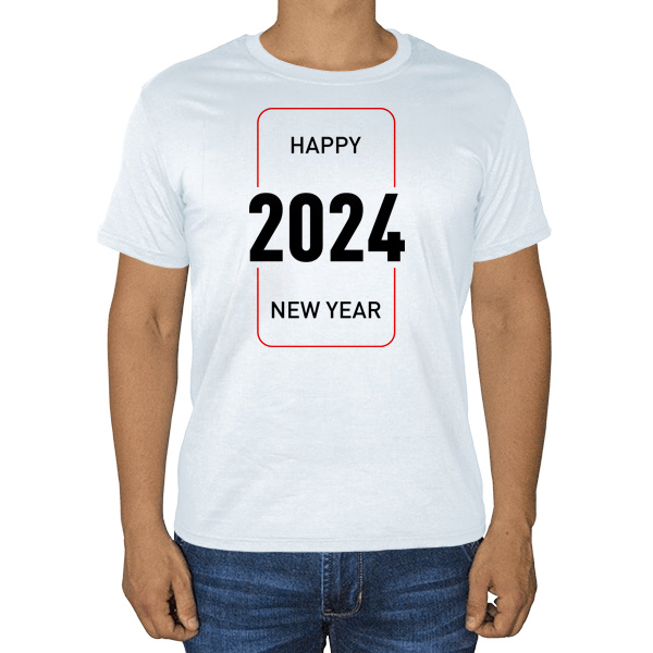 Happy New Year 2024, белая футболка, цвет белый