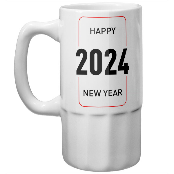Пивная кружка Happy New Year 2024, цвет белый