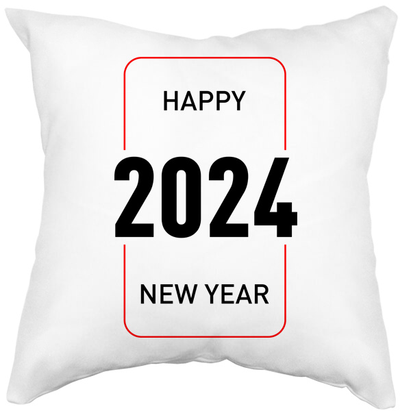 Подушка белая декоративная Happy New Year 2024, цвет белый